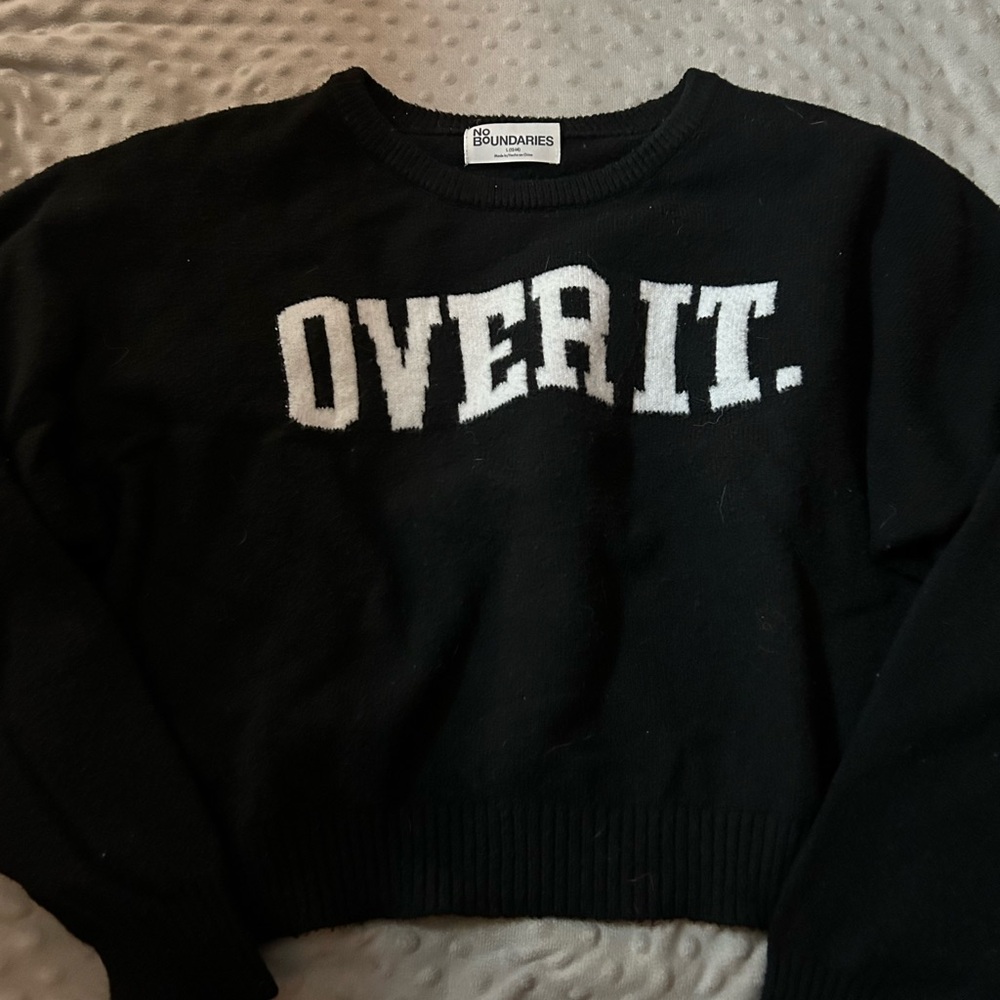 No Boundaries Black and White 'Over It' Sweater